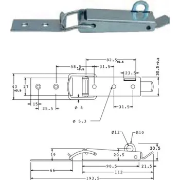 Dveřní kování Bednový uzávěr, 43 mm, uzamykatelný
