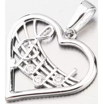 Přívěsek Dámský přívěsek bílé zlato 585 zirkon srdce a noty GCA13-016