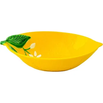 Porcelánová miska Fleurs Et Citrons ve tvaru citronu střední žlutá