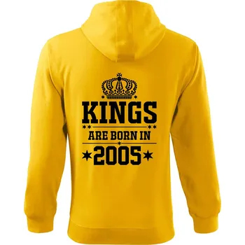 Pánská mikina Kings are born in 2005 - Mikina s kapucí na zip trendy zipper - M ( Žlutá )