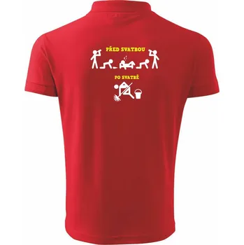 Pánská košile Před a po - svatba párty - Polokošile pánská Pique Polo 203 - 2XL ( Červená )