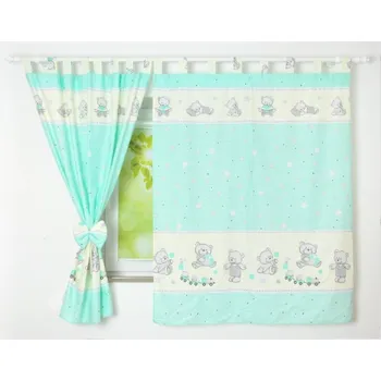 Dětsný nábytek Dětské závěsy 120x160 cm - méďa s vláčkem / zelená