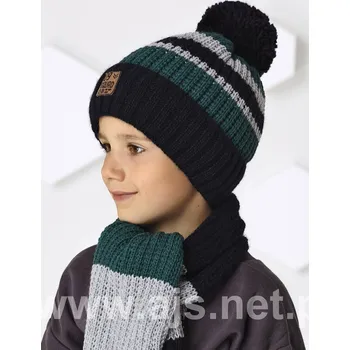 Čepice AJS Čepice a šála AJS-44-527 Barva: E-siváC, Velikost: 52-56