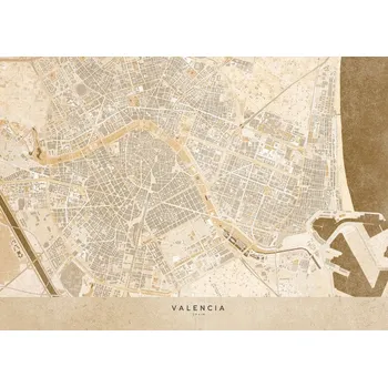 Plakát Plakát, Obraz - Sepia vintage map of Valencia, Blursbyai