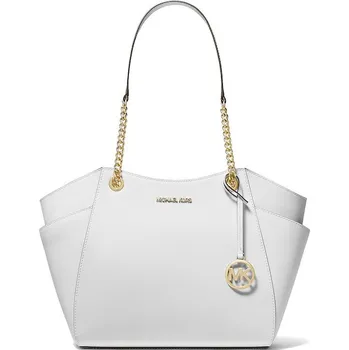 Michael Kors Jet Set Large Saffiano Leather Shoulder Bag Optic White