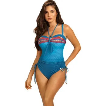 Dámská móda Dámské jednodílné plavky Casablanca 6 S8030CA6-2 modré se vzorem - Self 38E