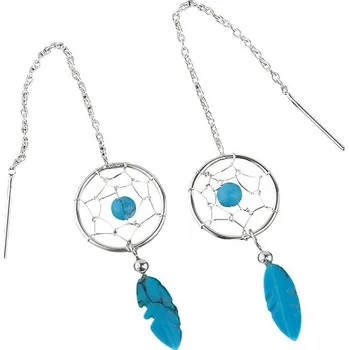 Náušnice Oriental stříbrné náušnice provlékací, Lapač s tyrkenitem, na řetízku