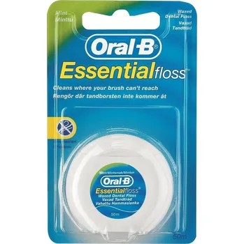 Oral-B Essential Floss voskovaná dentální nit s mátovou příchutí 50 m Zubní nit Oral-B Essential Floss voskovaná dentální nit s mátovou příchutí 50 m