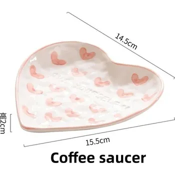 Keramický hrnek tvaru srdce pro kávu a čaj - Kávový podšálek,201-300 ml
