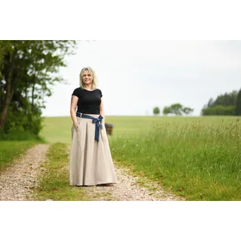 Dámská sukně Lněná dámská sukně dlouhá - přírodní velikost: M