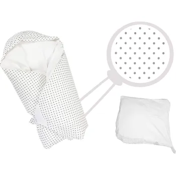 Dětská deka Eva Kiedroňová Povlak - Maxi Dráček - Bílý s šedými puntíky