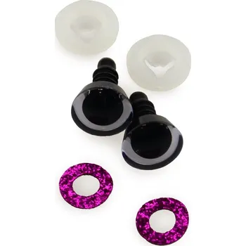 Pro Háčkování Oči bezpečnostní třpytivé tmavě růžové, 12 mm