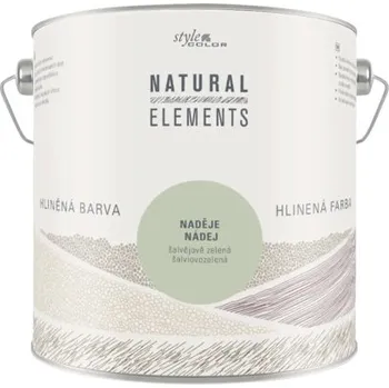 barva na zeď Jílová barva na zeď bez konzervantů StyleColor NATURAL ELEMENTS šalvějově zelená 2,5 l