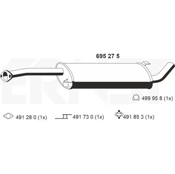 Výfukový systém Střední tlumič výfuku ERNST 695275
