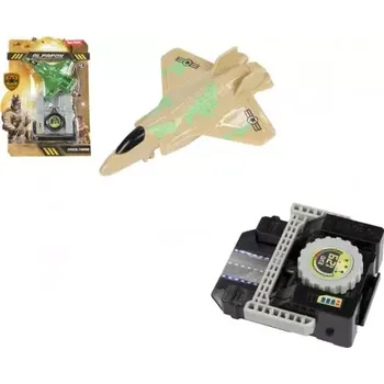 Hračka Teddies Stíhačka vystřelovací plast 10cm na volný chod 3 barvy na kartě