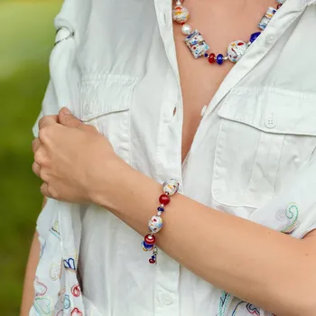 Náramek Lampglas Náramek Winning Spirit s 24karátovým zlatem a ryzím stříbrem v perlách Lampglas