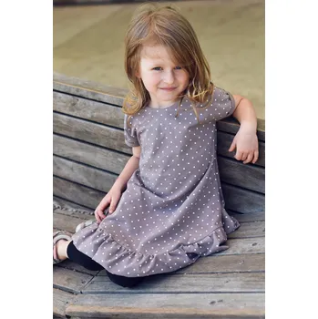 Dámské šaty latté bavlněné šaty s puntíky