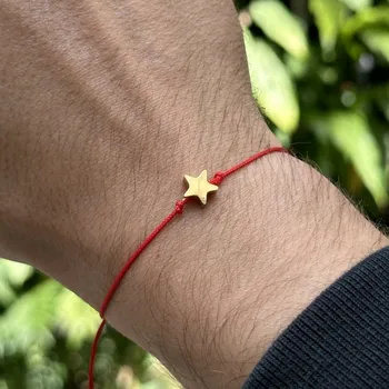 Náramek Provázkový náramek z oceli - HVĚZDA Zlaté