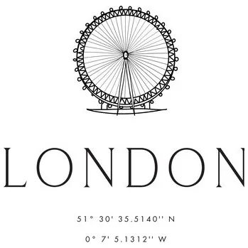 Plakát Plakát, Obraz - London coordinates with London Eye, Blursbyai