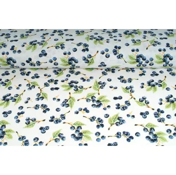 Plátno bavlněné, vzor borůvky, metráž, látka