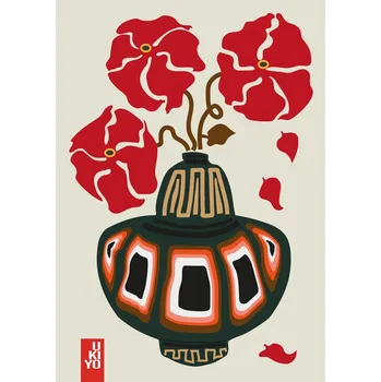 Plakát Plakát, Obraz - Ukiyo Vase Flower Greige, Frances Collett