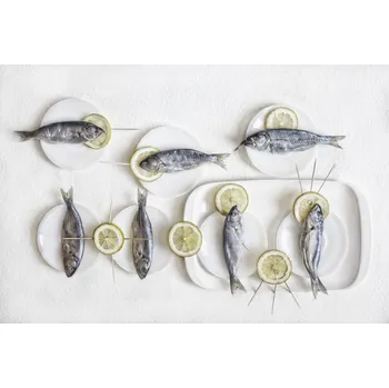 Plakát Plakát, Obraz - Still Life with Fish, Dimitar Lazarov