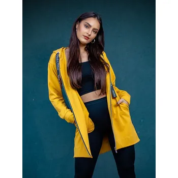 Dámská mikina Dámská mikina s kapucí VSB SOPHIA hořčicová na zip, VELIKOST L/XL