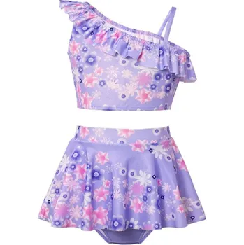 Dívčí plavky Encanto Dvojdílné dívčí plavky - na motivy Isabelly z oblíbené pohádky "Encanto" Varianta: set E plavky bez doplňků (1 ks), Velikost: 110/3-4 roky