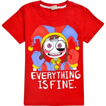 Dívčí tričko The Amazing Digital Circus TRIČKO s potiskem na motivy populárního seriálu "The Amazing Digital Circus" - různé barvy Barva: Červená, Velikost: 130 CM