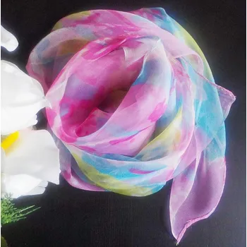 Šátek Velký hedvábný šátek--květiny moře