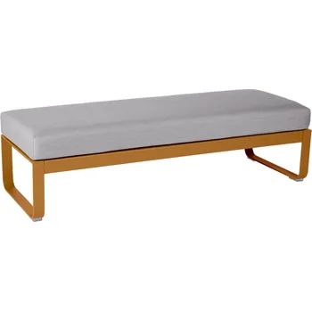 Zahradní lavice Šedá čalouněná lavice Fermob Bellevie 148 cm s hnědou podnoží