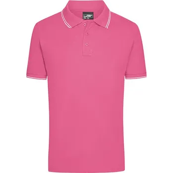 James&Nicholson Pánská polokošile JN986 Pink-White 3XL