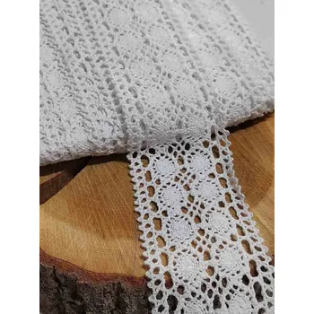 Krajka Krajka / vsadka paličkovaná šíře 55 mm bílá, Délka 0,85 m