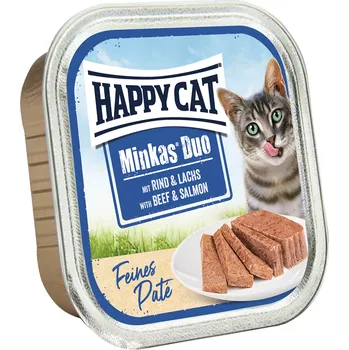 Krmivo pro kočku Happy Cat Minkas Duo Rind & Lachs Paté 100 g (min. odběr 16 ks)