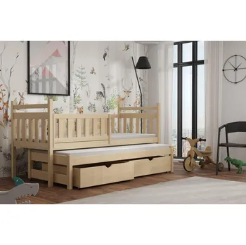 Postel Max-i Dětská postel s přistýlkou PERKZ KIDBED TWO + rošty Zvolte rozměr:: 90 x 200 cm, Zvolte barvu:: barva černá + ŠUPLÍKY