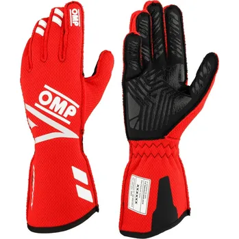 RC model vrtulníku Závodní rukavice OMP ONE EVO FX s homologací FIA (vnější švy), červené