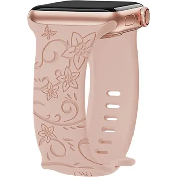Řemínek na hodinky Řemínek pro Apple Watch 42mm / 41mm / 40mm / 38mm - silikonový - květiny - béžový