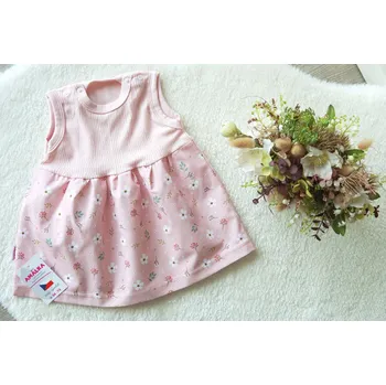 Dívčí šaty AMÁLKA Letní šaty, ažurový vzor, plátno květinky Velikost: 80