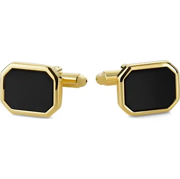 Manžetový knoflíček Osmihranné manžetové knoflíčky zlaté barvy s onyxovou intarzií - Trendhim