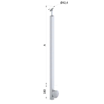 Zábradlí KOVIAN, s.r.o. Nerezový sloup, boční kotvení, bez výplně, vrch nastavitelný (40x40x2.0 mm), broušená nerez K320 / AISI304