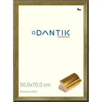 Rám na obraz DANTIK rámeček 50x70 | ANIVERSA zlatá (Plexi Čiré) (Vyrobeno s láskou u nás v DANTIKU)