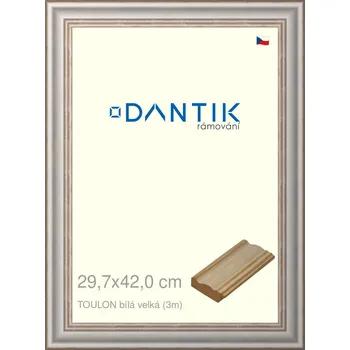 Rám na obraz DANTIK rámeček 29,7x42 | TOULON bílá velká (Plexi Čiré) (Vyrobeno s láskou u nás v DANTIKU)