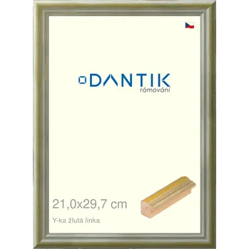 Rám na obraz DANTIK rámeček 21x29,7 | Y-ka žlutá linka (Sklo Čiré) (Vyrobeno s láskou u nás v DANTIKU)