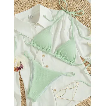 Dámské plavky Jednobarevné dvoudílné plavky Barva: Tyrkysová, Velikost: M