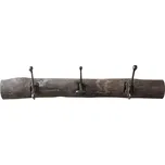 Hnědý antik věšák z recyklovaného dřeva s háčky Grimaud - 68*4*14 cm