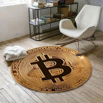 Koberec Kulatý koberec do obývacího pokoje a ložnice | Bitcoin, kryptoměny - 4,40 cm x 40 cm