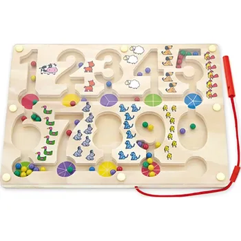 Dřevěná hračka Dřevěný magnetický labyrint Čísla Viga