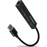 AXAGON , USB 3.2 Gen 1 hub, porty 3x USB-A + Gigabit Ethernet, kovový, kabel USB-A 20cm HMA-GL3A