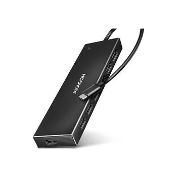 USB hub AXAGON , 7x USB 3.2 Gen 1 ALU FLAT CHARGING hub, micro USB nap. konektor, kabel USB-C 30cm HUE-F7C