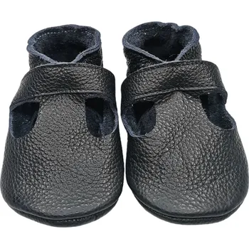 Capáčky EBOOBA Kožené capáčky s koženou podrážkou sandálky s vykrojením černé 18-24 měsíců Černá 24